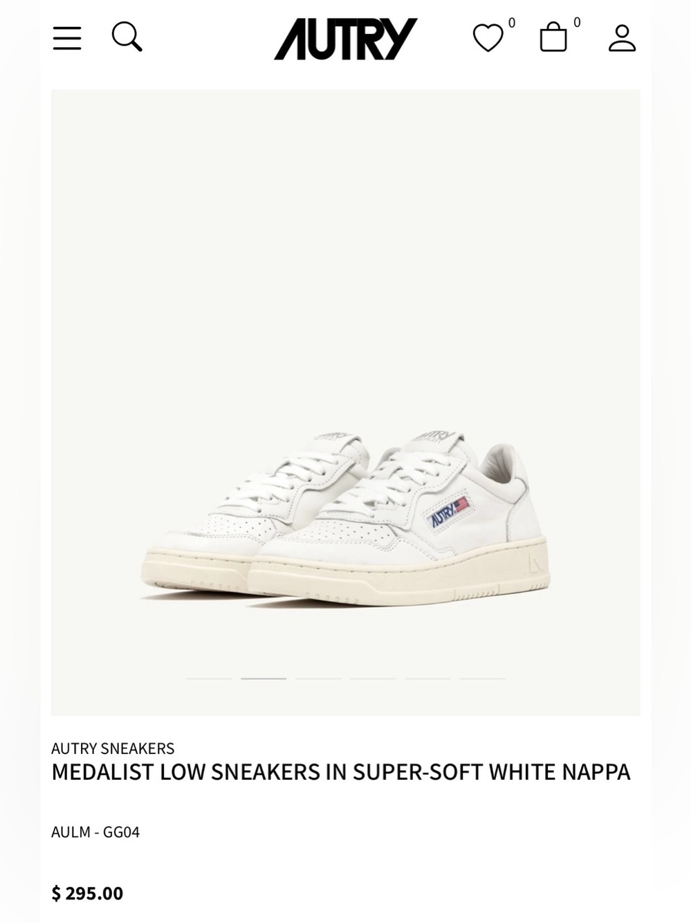 Autry Medalist Low Sneakers Super-Soft White Nappa Women’s 38 US 7.5 $295
